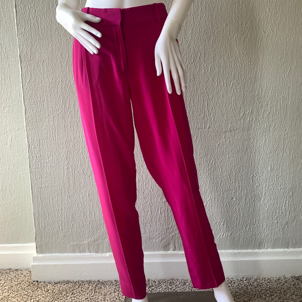 DVF Hot Pink Silk Mid-Rise Pants - Like New!